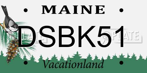 DSBK51 Maine License Plate