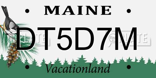 DT5D7M Maine License Plate