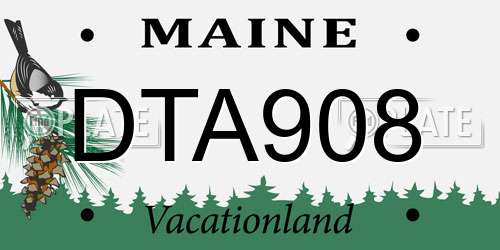 DTA908 Maine License Plate