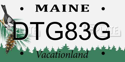 DTG83G Maine License Plate