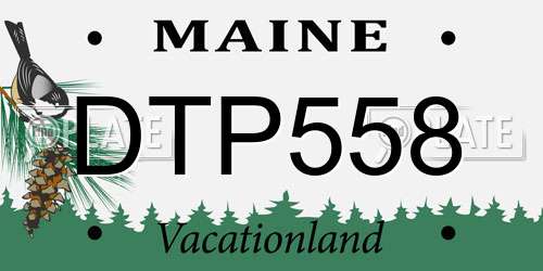 DTP558 Maine License Plate