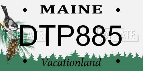 DTP885 Maine License Plate
