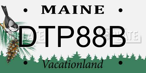 DTP88B Maine License Plate