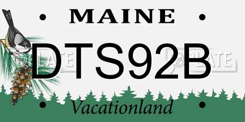 DTS92B Maine License Plate