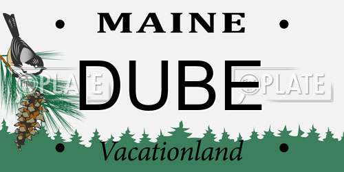 DUBE Maine License Plate