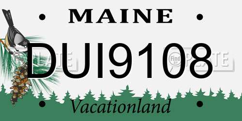 DUI9108 Maine License Plate