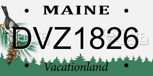 DVZ1826 Maine License Plate