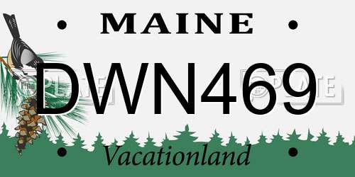 DWN469 Maine License Plate