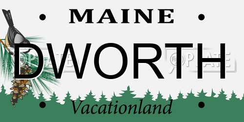 DWORTH Maine License Plate
