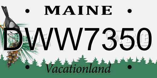 DWW7350 Maine License Plate