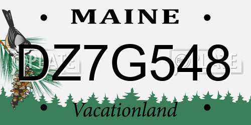 DZ7G548 Maine License Plate