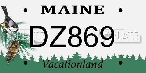 DZ869 Maine License Plate