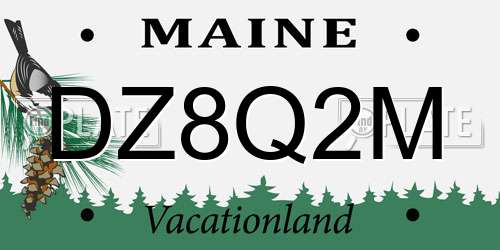 DZ8Q2M Maine License Plate