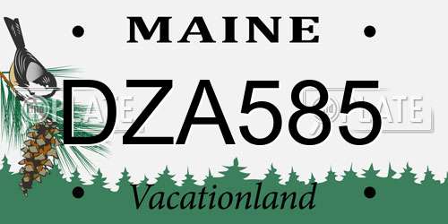 DZA585 Maine License Plate