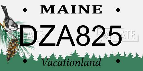DZA825 Maine License Plate