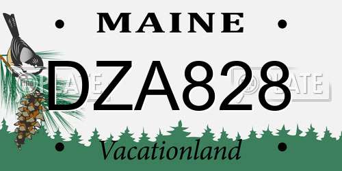 DZA828 Maine License Plate