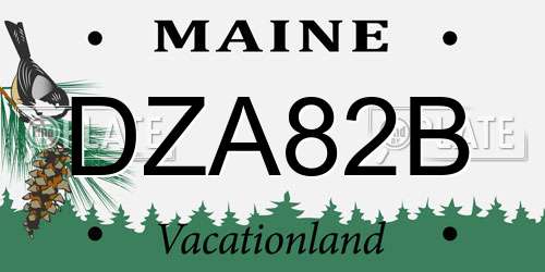 DZA82B Maine License Plate
