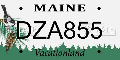 DZA855 Maine License Plate
