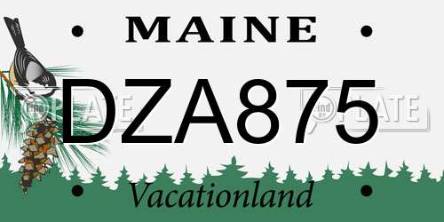 DZA875 Maine License Plate
