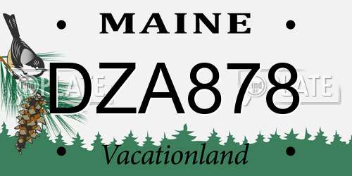 DZA878 Maine License Plate