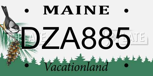 DZA885 Maine License Plate