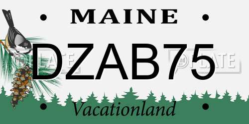 DZAB75 Maine License Plate