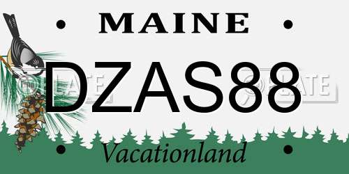 DZAS88 Maine License Plate