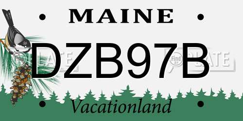 DZB97B Maine License Plate