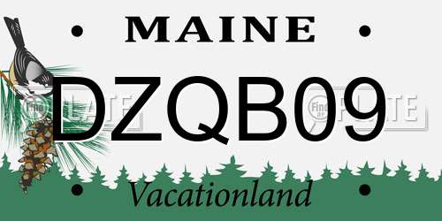 DZQB09 Maine License Plate
