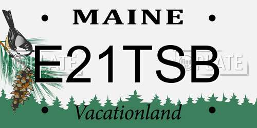E21TSB Maine License Plate