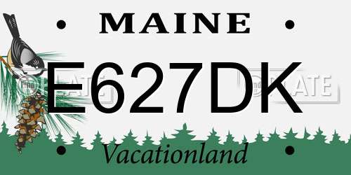 E627DK Maine License Plate