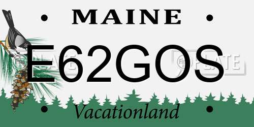 E62GOS Maine License Plate