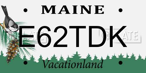 E62TDK Maine License Plate