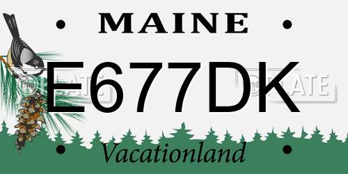 E677DK Maine License Plate