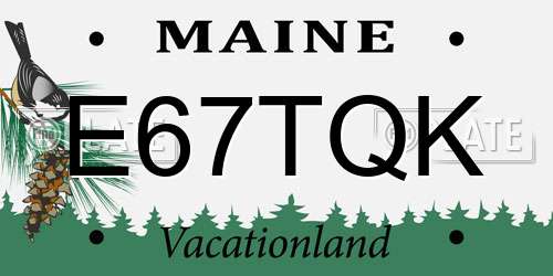 E67TQK Maine License Plate