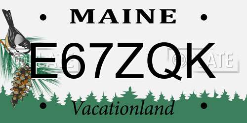 E67ZQK Maine License Plate