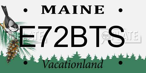 E72BTS Maine License Plate