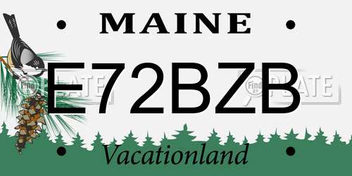 E72BZB Maine License Plate