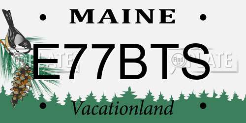 E77BTS Maine License Plate