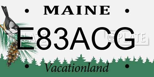 E83ACG Maine License Plate