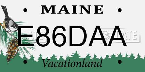 E86DAA Maine License Plate