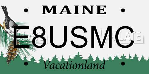 E8USMC Maine License Plate