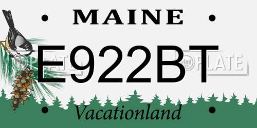 E922BT Maine License Plate