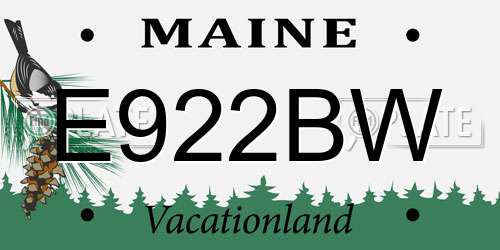 E922BW Maine License Plate