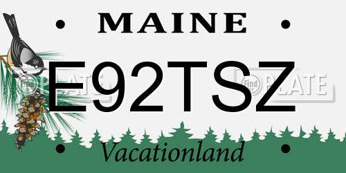 E92TSZ Maine License Plate