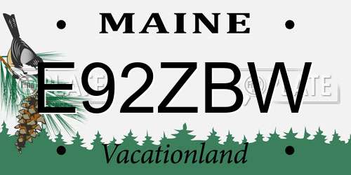E92ZBW Maine License Plate