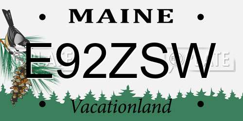 E92ZSW Maine License Plate