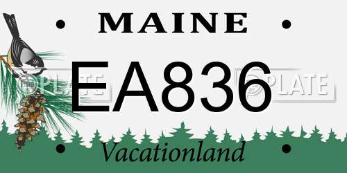 EA836 Maine License Plate