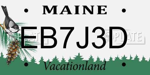 EB7J3D Maine License Plate