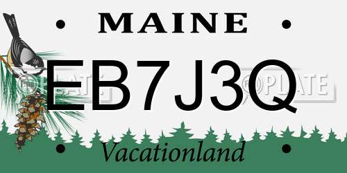 EB7J3Q Maine License Plate